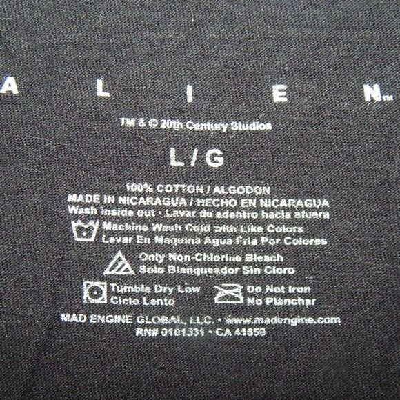 ALIEN unisex large black graphic t-shirt - Picture 3 of 4
